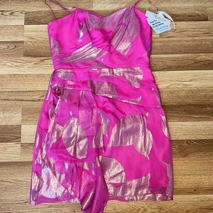 Shoshanna Midnight Pink, Leaf cocktail dress